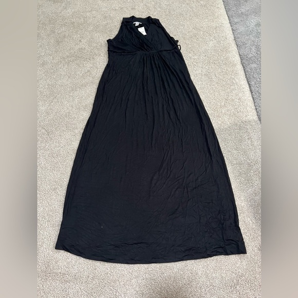 Motherhood Maternity Black Empire Waist w/ Tie Maxi Dress size Large - Picture 2 of 6